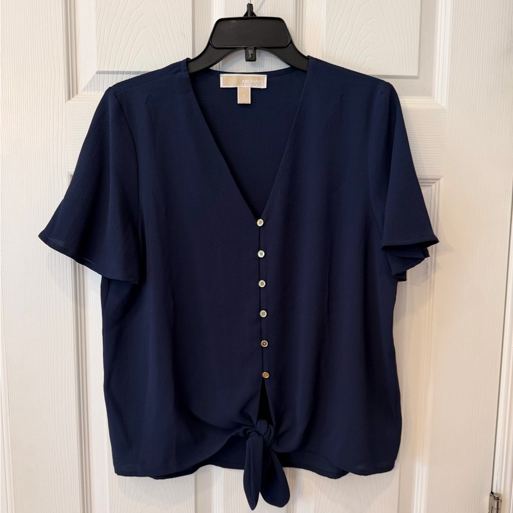 Michael Kors Deep Blue V-Neck Blouse